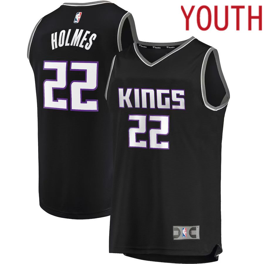 Youth Sacramento Kings 22 Richaun Holmes Fanatics Branded Black Fast Break Replica Player NBA Jersey